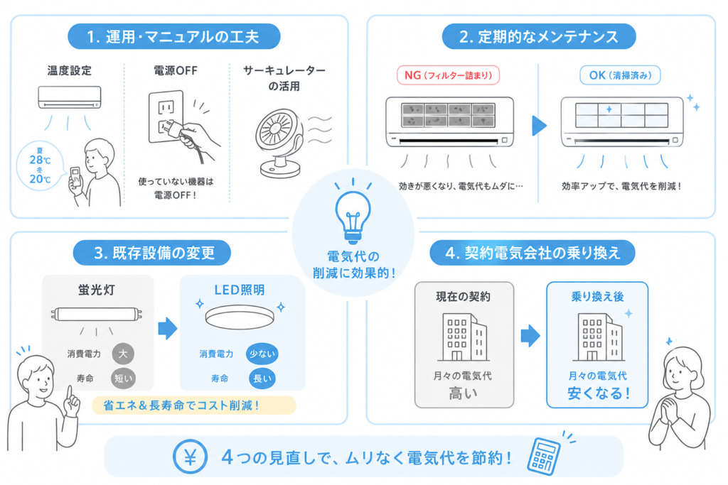 介護施設の電気代削減方法4つ